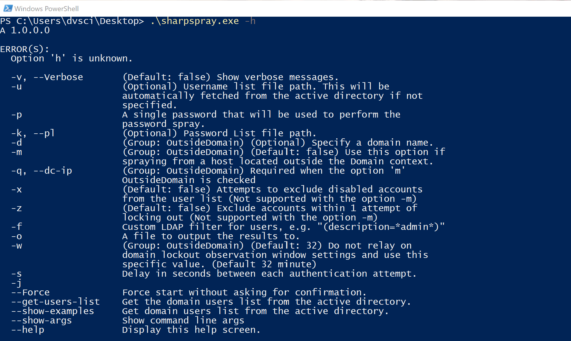 Active Directory password spraying