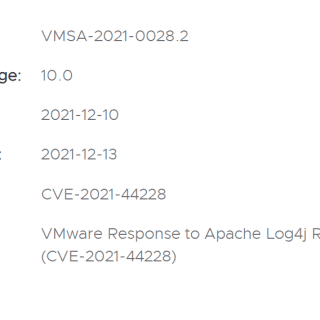 CVE-2021-44228 VMware